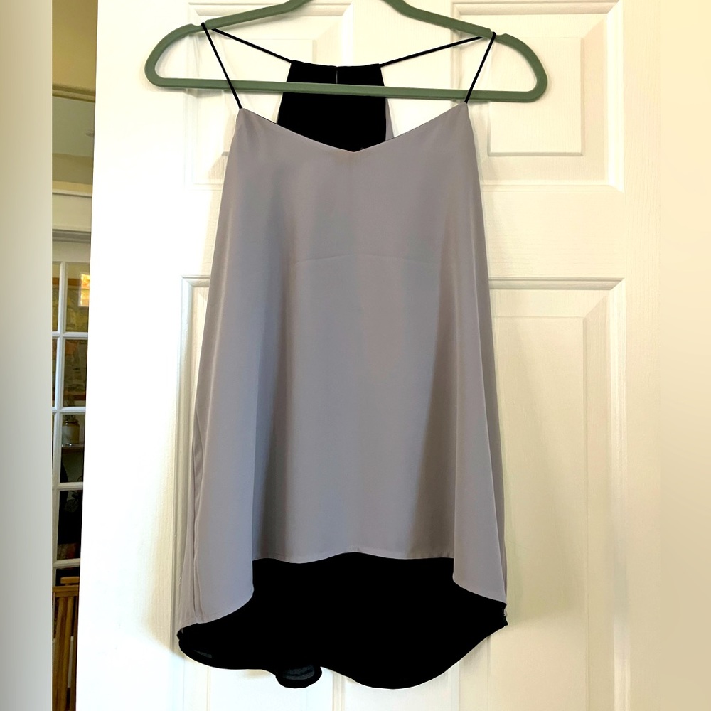 Spaghetti strap black:gray reversible tank